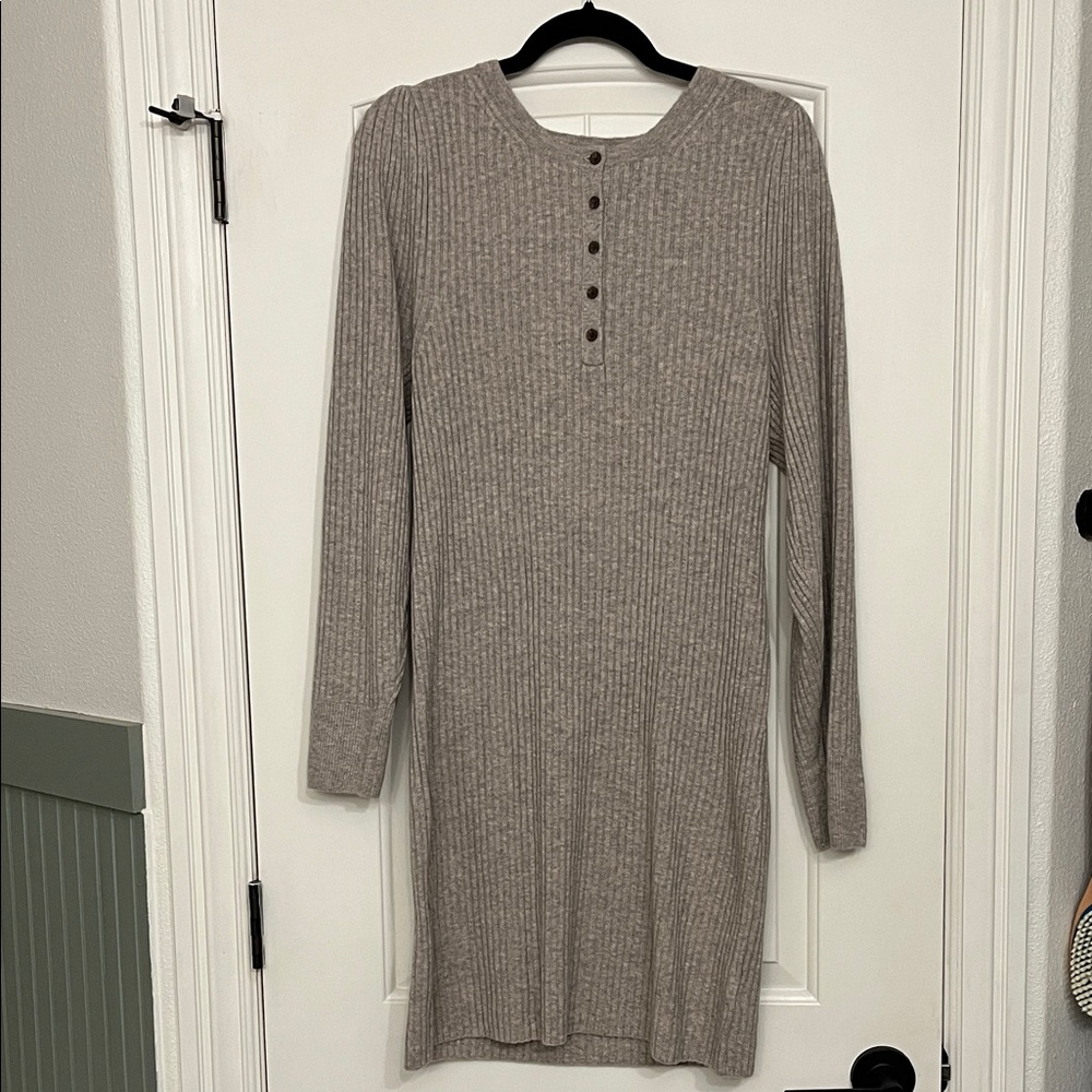NWT Gap Taupe Ribbed Sweater Dress, Large